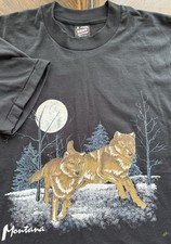 Vintage 90s T-Shirt Size M Wolf Wolves Outdoor Nature Destination Single Stitch