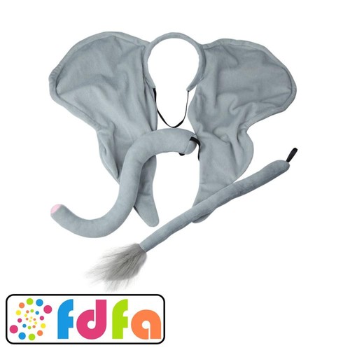 Elephant Ears, Tail, Nose Costume Kit Accessories Set Gray Grey Adult Teen Set - View #7