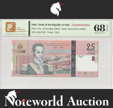 Haiti 25 Gourdes 2004 P 273a Commemorative UNC TQG 68 GEPQ WITH HARD CASE NR