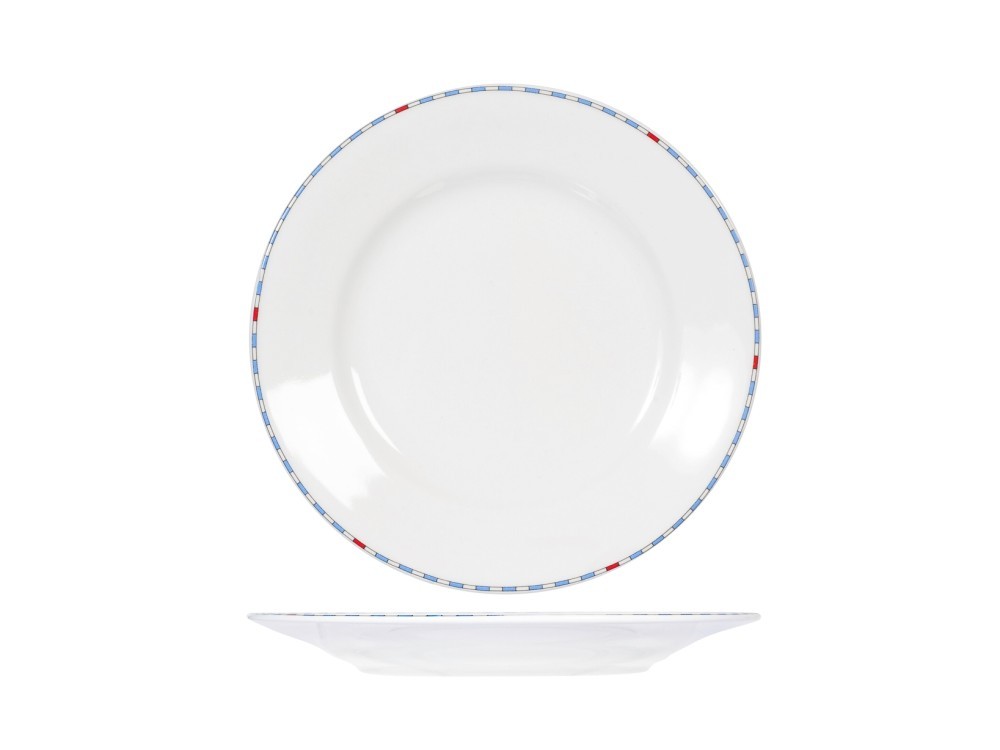 Astrid Porcelain Plate Fruit 19Cm, White With Blue Edge