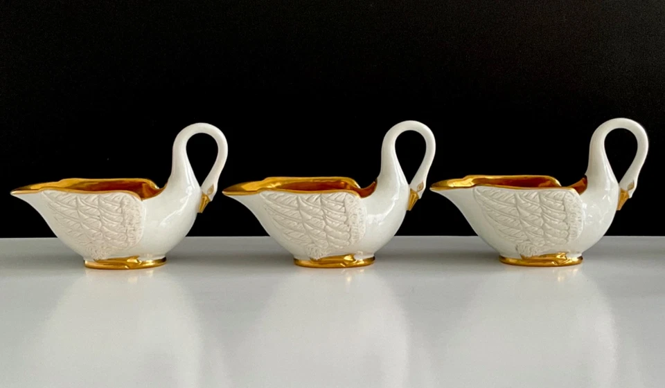 Rare Antique Sèvres Porcelain Swan Cups and Saucers Empire France 19th C Set - Image 4 of 4