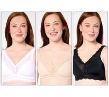 Breezies Women's Bra Sz L Soft Support Lace Wirefree Multi-colored A676780