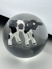 Modern Sulphide Marble | HOLSTEIN | Black White Calf Cow Contemporary Art Glass