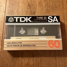 TDK SA 60 vintage audio cassette blank tape sealed Made in Japan Type II 1987