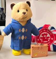 Build A Bear Paddington Bear w/ Coat Boots Luggage & Backpack Carrier No Hat