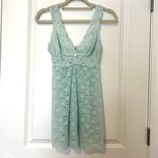 VTG Seductive Wear By Cinema Etoile Nylon Lace Babydoll Chemise Blue Medium