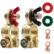 2 X Heavy Duty Car Battery Terminal Connector Positive Negative Brass Clamps 12V