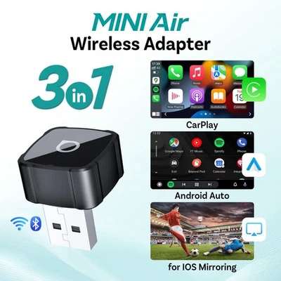 Ottocast Wireless CarPlay Adapter 3-in-1 AirPlay Mirroring Navi Musik Auto iOS - Bild 1 von 4