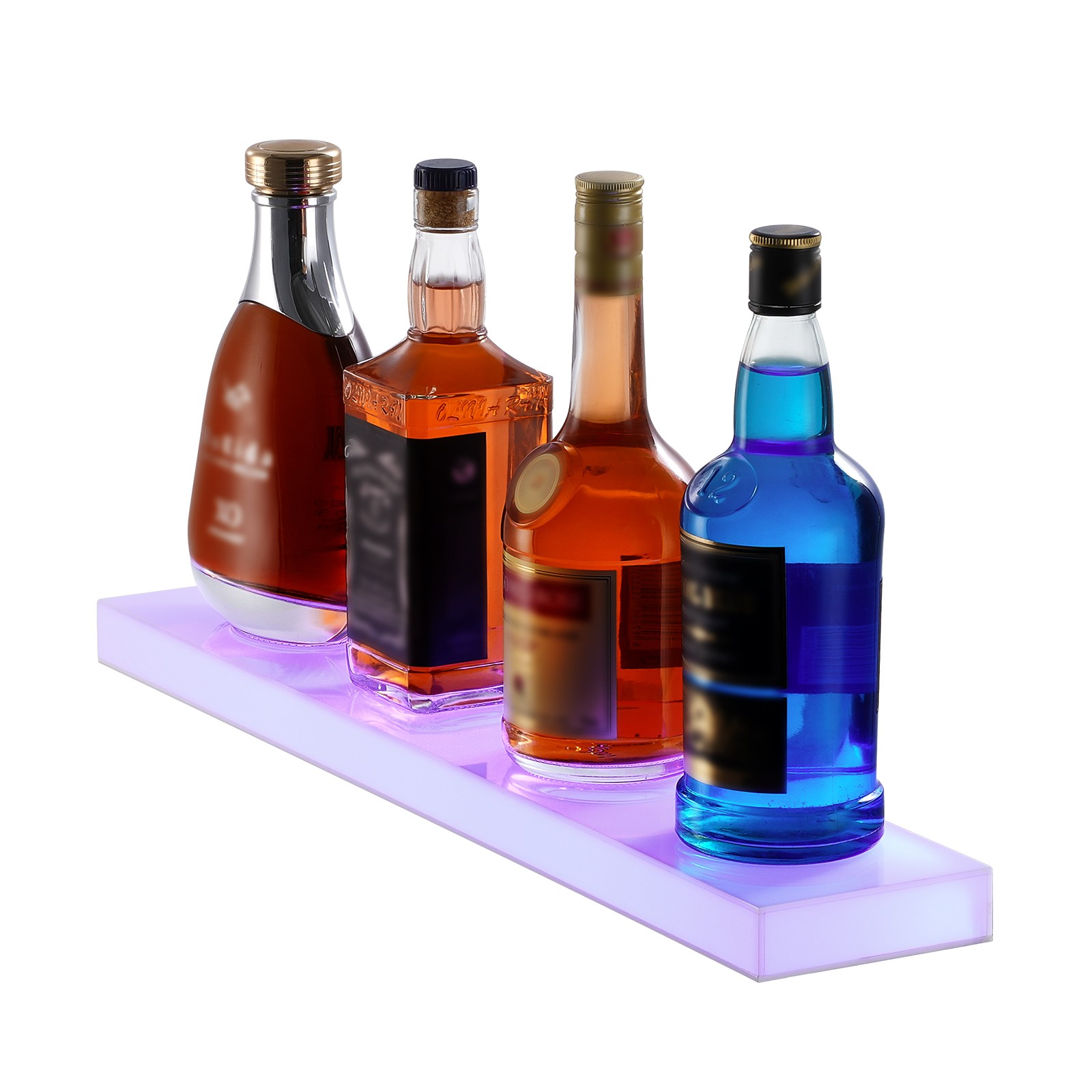 VEVOR Wall Mounted LED Lighted Liquor Bottle Display Home Bar Shelf  24" 1-Step