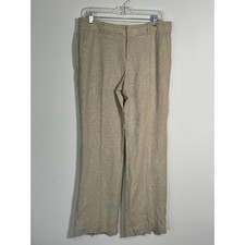 Banana Republic Martin Fit Linen Blend Tan Straight Leg Pants Women Size 10