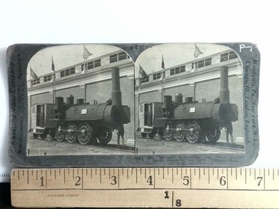 Samson Locomotive Stereoview Keystone View Co. 1900s Railroad History