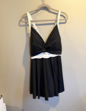 AIDONGER Women  s One-Piece Swimdress Swimsuit Black/White 3XL