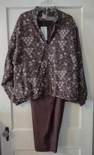 NWT Vintage Out Brook Women's XL 100 Silk Petite Jacket Pants Track Suit Floral