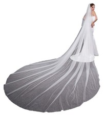 EllieHouse Women's 2 Tier Simple Wedding Bridal Veil Metal Comb L11 Hair Decor