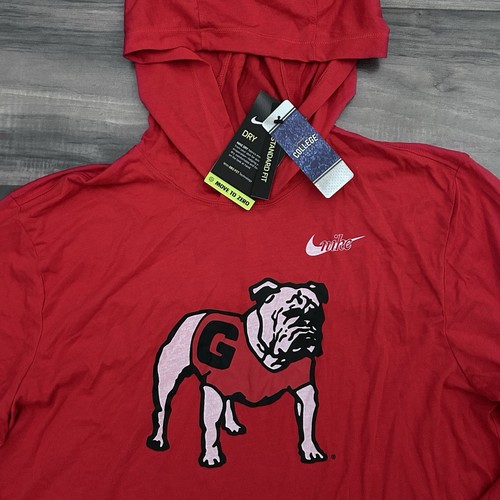 Nike Georgia Bulldogs Manga Larga Con Capucha Tri-Mezcla Rendimiento Camisa Grande Nueva - Imagen 2 de 6