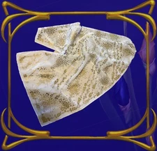 Vintage Scarf Gold White Screen Print Hand Hem Rectangle 52 X 13 In Upcycle #MA