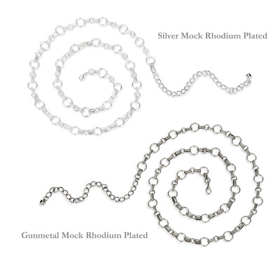 Metal Chain Decorative Trimming Round & Oval Links Braid,Silver Rhodium,Gunmetal