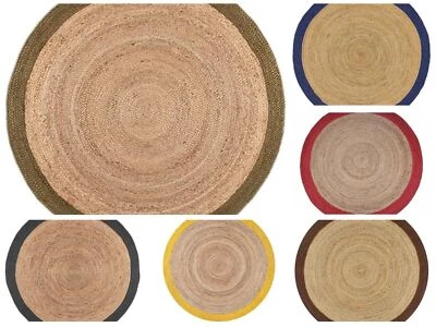 Teppich Rund 100% Natürliche Jute Hand Geflochten Design Landhaus Fläche - Bild 1 von 4