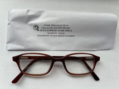 US GI Brillengestell Rochester Optical S9-1A 48 EYE 20 Bridge 145mm Temple brown