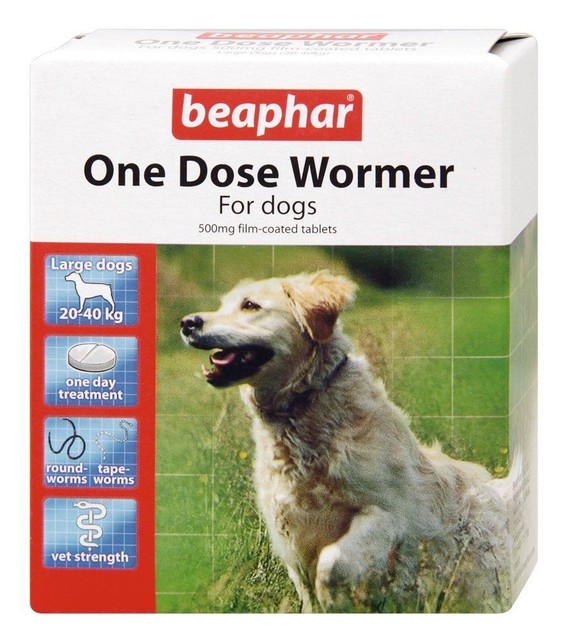 Beaphar One Dose Wormer Tablet Pour Vermifuge De Grands Chiens Jusquà 40 Kg