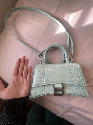 トートバッグ BALENCIAGA Mint Green Leather Small Hourglass Handbag BALENCIAGA Mint green leather small Hourglass handbag