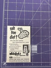 1956 PRINT AD ADOLPH'S SALT SUBSTITUTE AND MEAT TENDERIZER CUTE POTATO