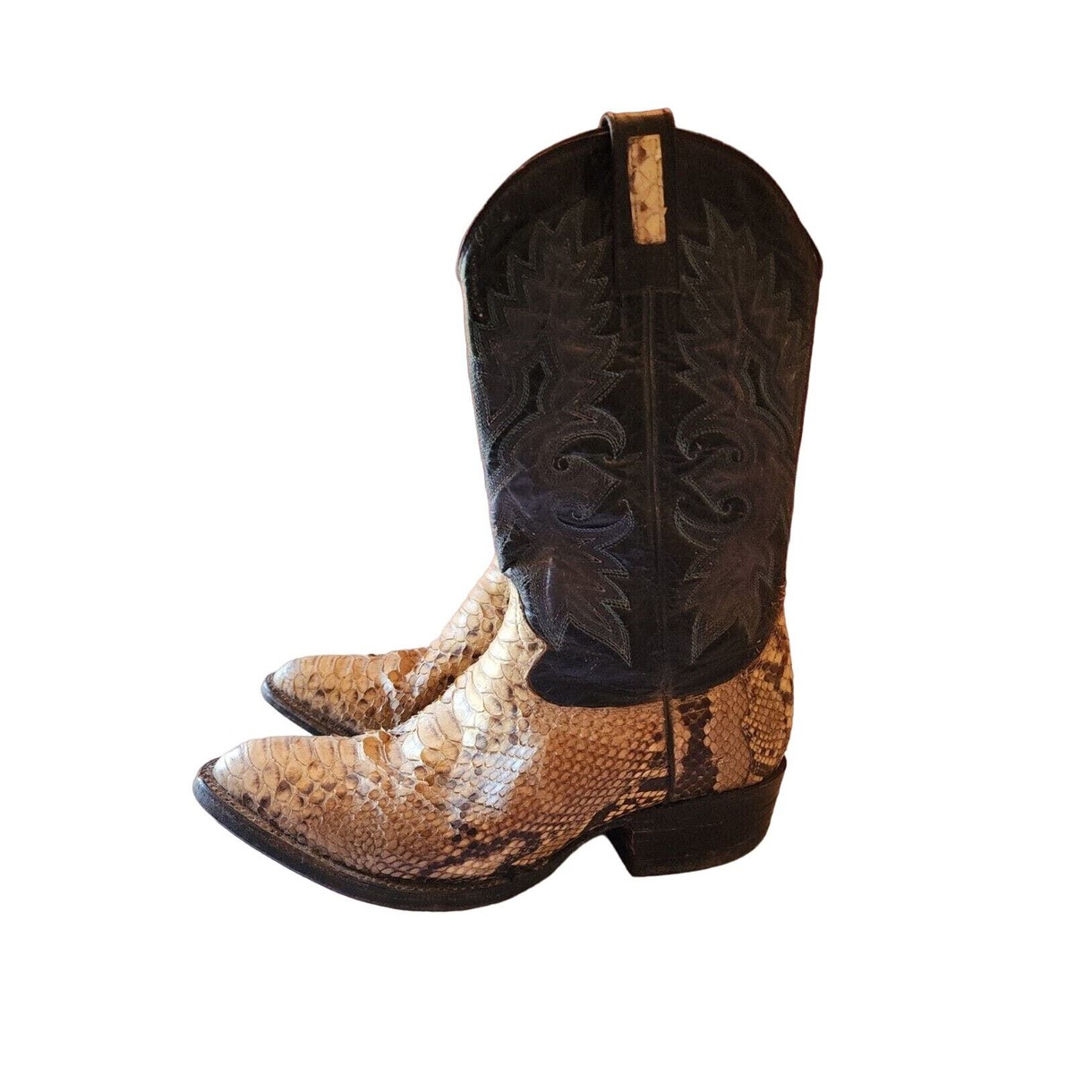 Vintage R R Navarro Snakeskin Cowboy Boots Western Men display picture 1