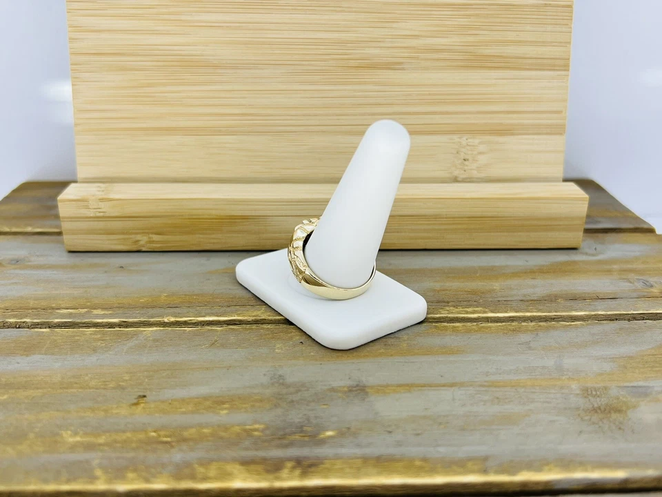 Anillo pepita racimo de diamantes naturales de 0,59 quilates de oro amarillo macizo de 14 quilates vintage para hombre Foto 4 de 4