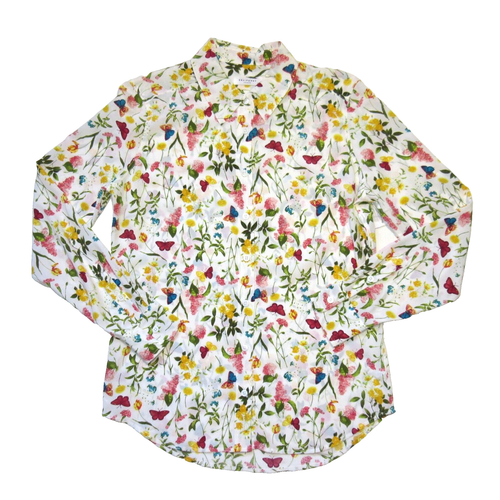 NWT Equipment Brett in White Butterfly Floral Silk Button Down Shirt S $230