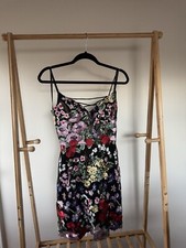Mac Duggal Floral Embroidered Lace-Up mini Dress Sz 4