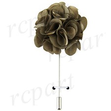 New in box formal Men's Suit chest brooch taupe fabric flower lapel pin prom