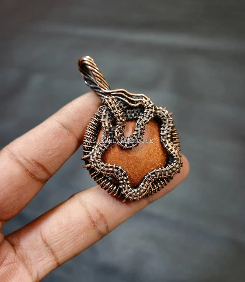 Colgante Sun Sitara alambre de cobre envuelto joyería piedras preciosas joyería hecho a mano regalo Foto 2 de 4