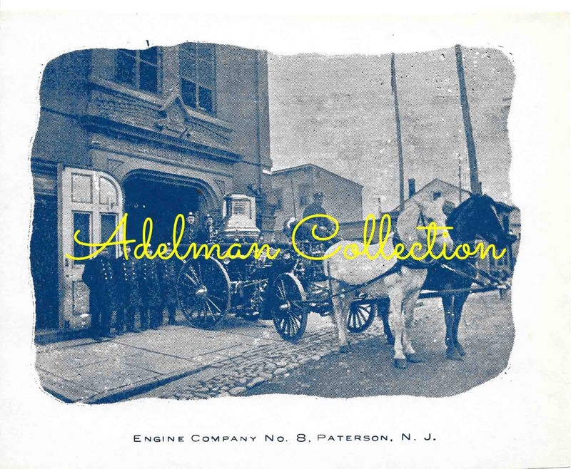 NJ4033 Vintage Paper Photo Paterson New Jersey E8 Horse-Drawn Steamer