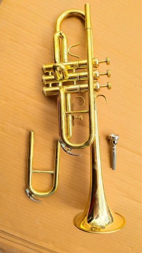TRUMPET C BRASS Finish Bb flat Trumpet With Free HARD Case+MOUTHPIECE - Picture 4 of 7