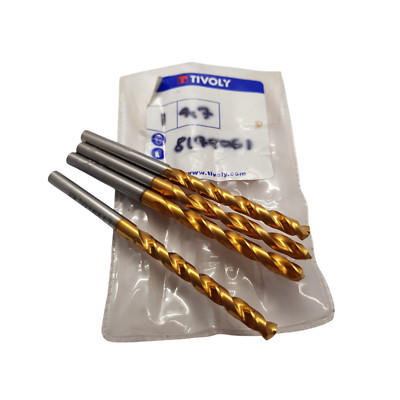 Tivoly Cobalt Twist Drills 4.70mm TiN Coated 47mm Flute 80mm Overall x4 A6R