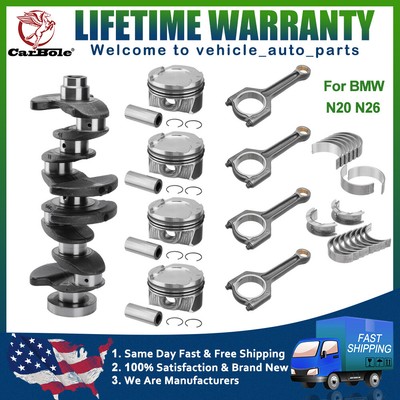 Crankshaft / Pistons & Rings Kit + Bearing + Con Rods for BMW N20 N26 2.0 Engine