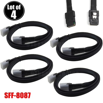 4X Mini SAS SFF-8087 to SFF-8087 36 Pin 6Gbps Data Cable 1m for Servers RAID HBA
