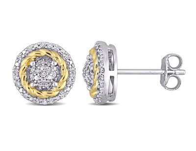 1/5 Karat (ctw) Diamant Kreis Ohrringe in Sterlingsilber