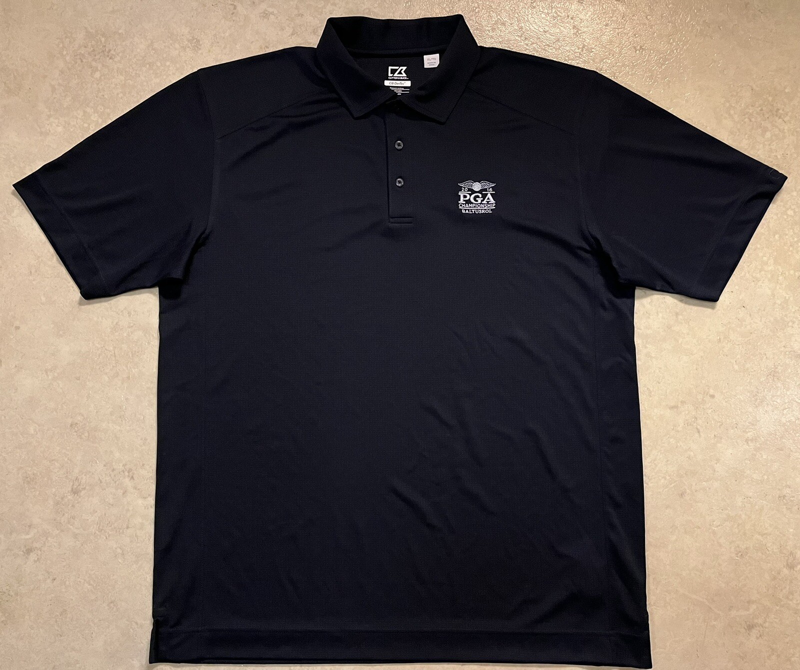 CUTTER & BUCK DryTec Mens Golf Polo Shirt Black XL ✅ 2016 PGA Championship