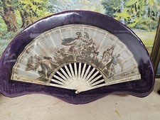 Antique French Fan - Hand Painted Atalanta Cherubs A Bon Marche Paris