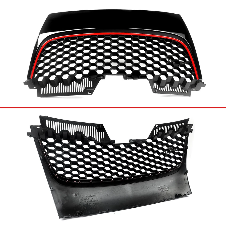 Black Front Bumper Grille+Fog Light Cover For VW Jetta Golf MK5 GTI GLI 2006-09 Foto 4 de 4