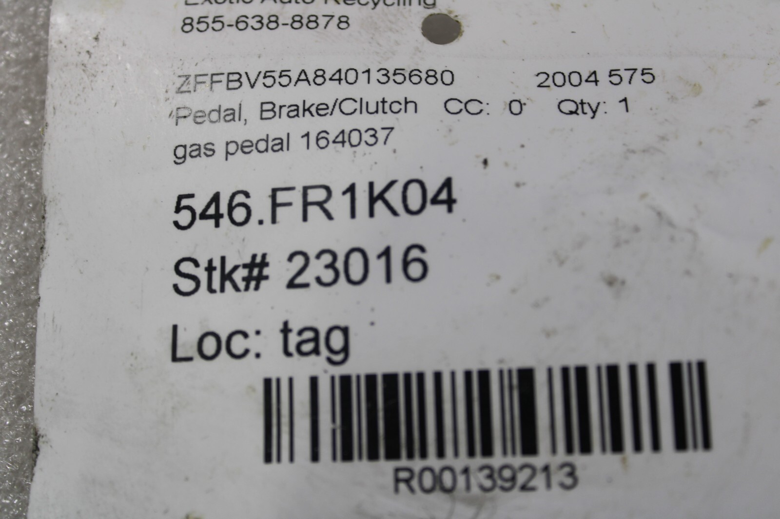 Ferrari 575, Gas Pedal, Used, P/N 202747, 164037