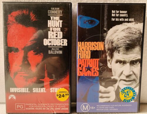 2x Tom Clancy VHS Tapes, Hunt For Red October & Patriot Games, VGC - Picture 1 of 9