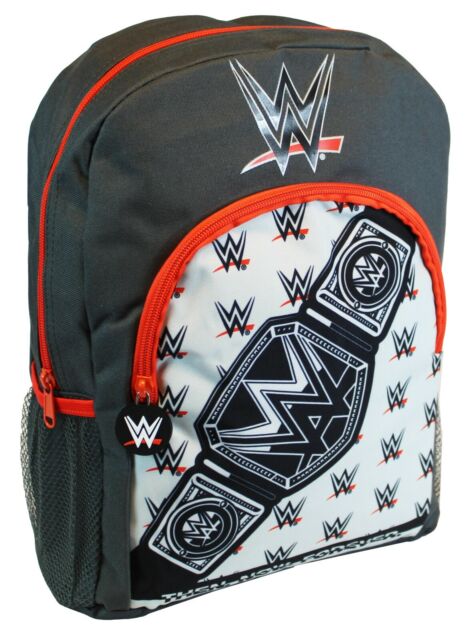 Boys WWE Wrestling Champion Belt Bag Grey Logo Sports Backpack