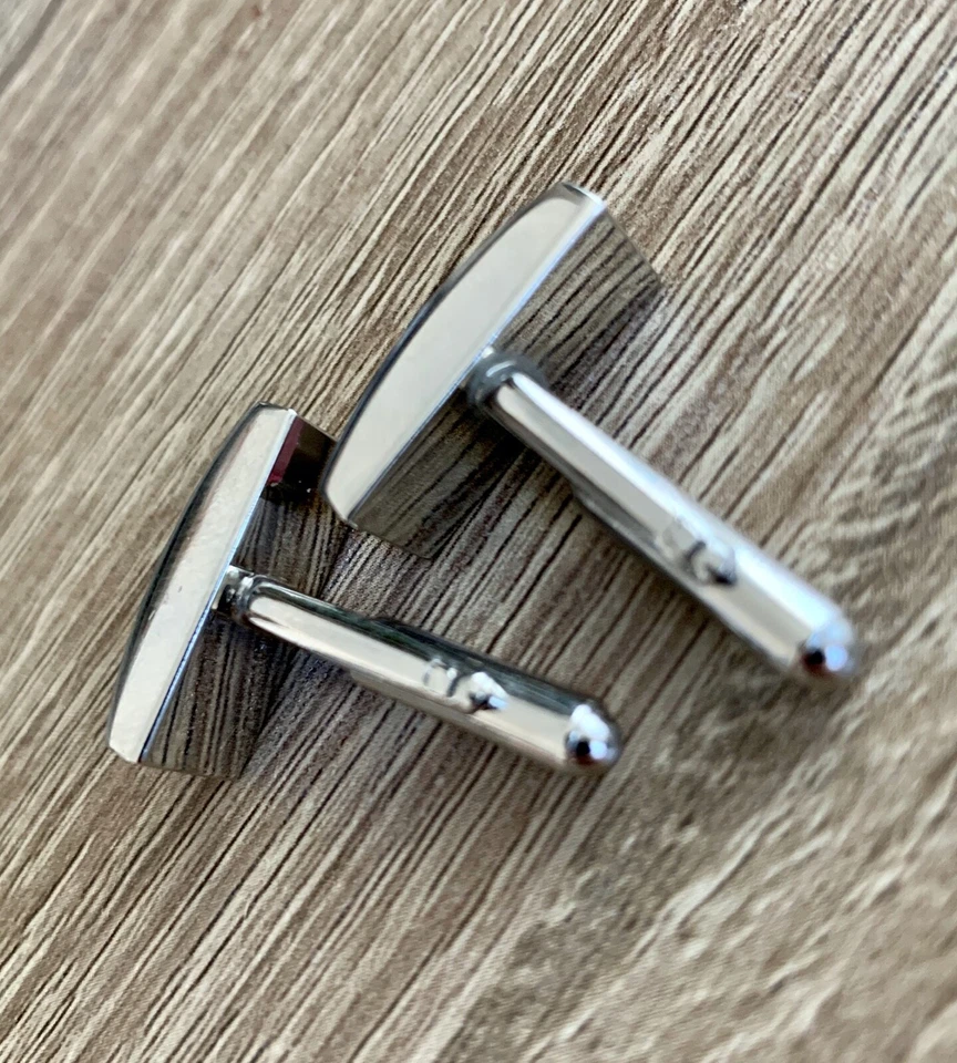 Pink Gemstone Stainless Steel Cufflinks No Marked Foto 4 de 4