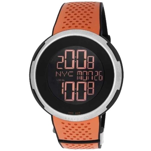 Original i-Gucci YA114207 114-2 Genuine 26mm Black Rubber with Red