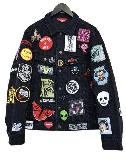 Supreme 18SS Patches Denim Trucker Jacket Denim Jacket Cotton Black S Used