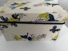 VINTAGE The Emporium Hat Box 11" by 11" by 7" square butterfly Carry cord CA