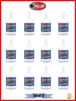 Red Line 0W20 Motor Oil Quart API SN/SM/SL/SJ/SH/SG/CF ACEA A5 Set of 12 11804