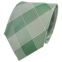 Tigertie Designer Seidenkrawatte GrüN GrasgrüN Weiß Kariert - Krawatte Seide